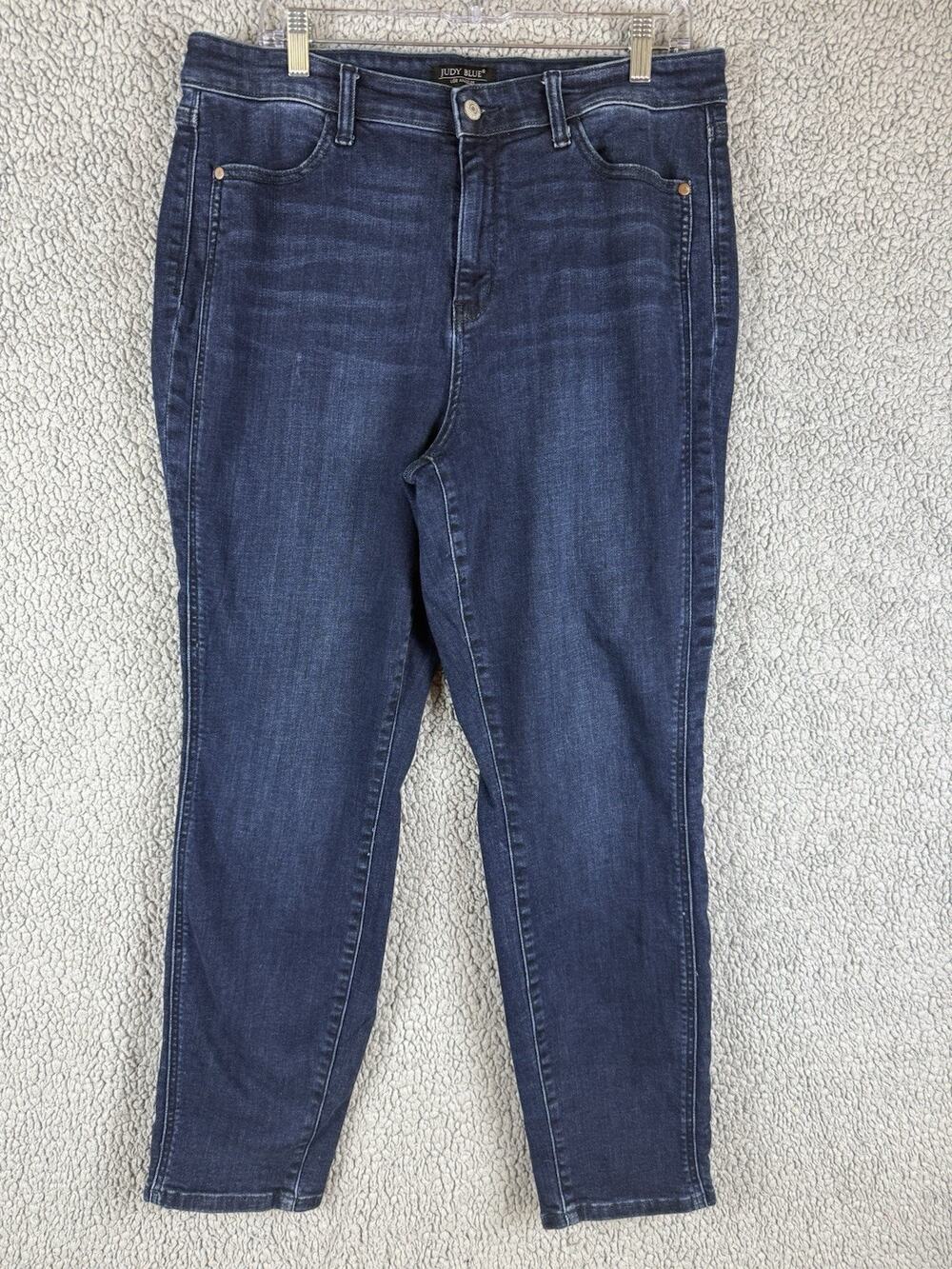 Judy Blue Jeans Womens 15/32 Boyfriend Fit Mid Rise Stretch Dark Wash Denim